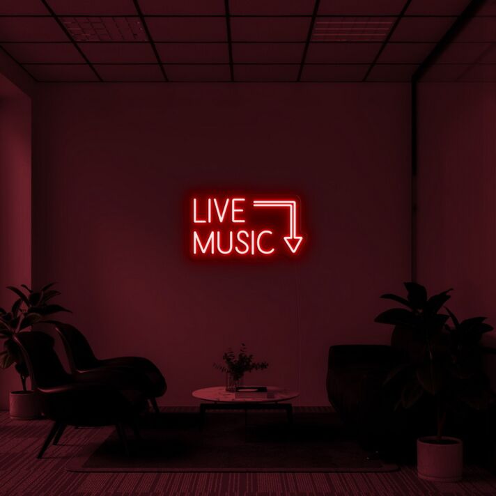 Live Music Neon Sign for Music Lovers and Venues