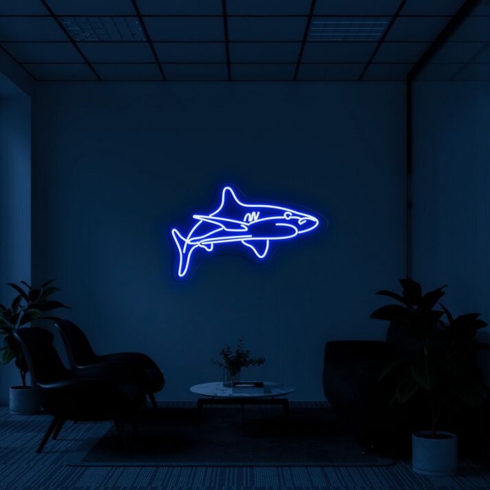 White Tip Shark Neon Sign for Marine and Ocean Lovers