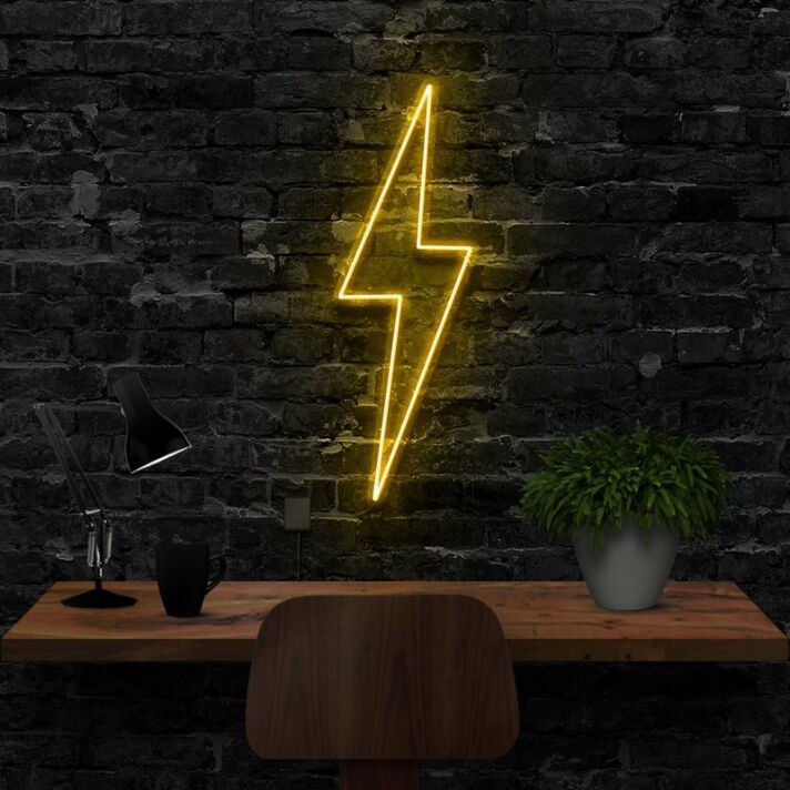 Lightning Bolt Neon Sign for Dynamic and Energetic Spaces