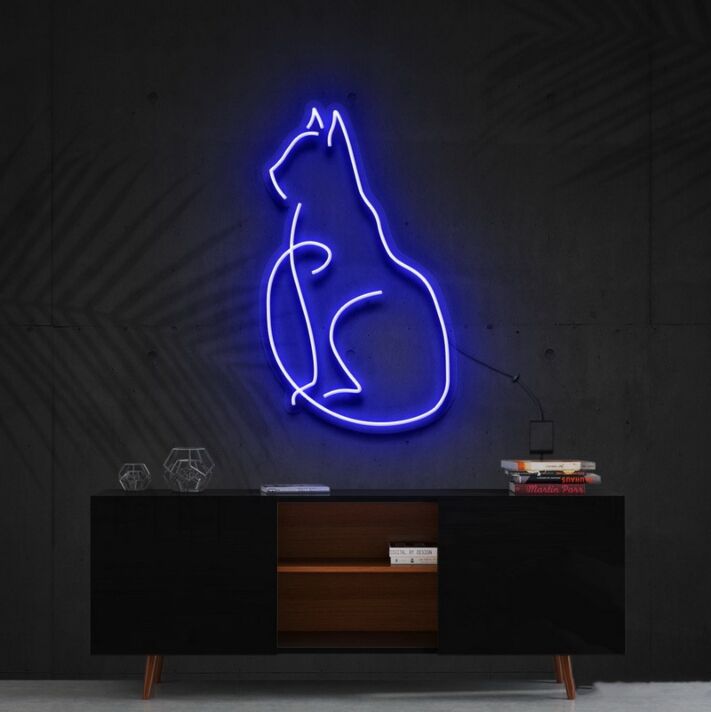 Curious Cat Neon Sign for Cat Lovers and Pet Spaces