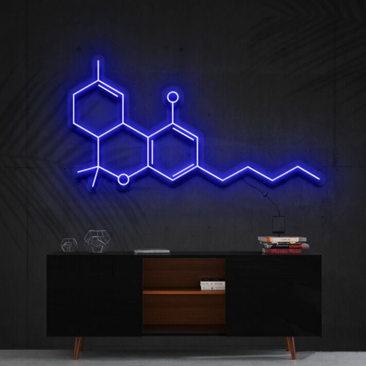 Thc Molecule Neon Sign for Science and Cannabis Enthusiasts