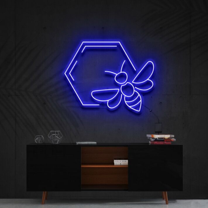 Honeycomb Bee Neon Sign for Nature and Whimsical Decor