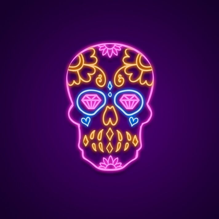 Sugar Skull Neon Sign for Festive and Whimsical Decor