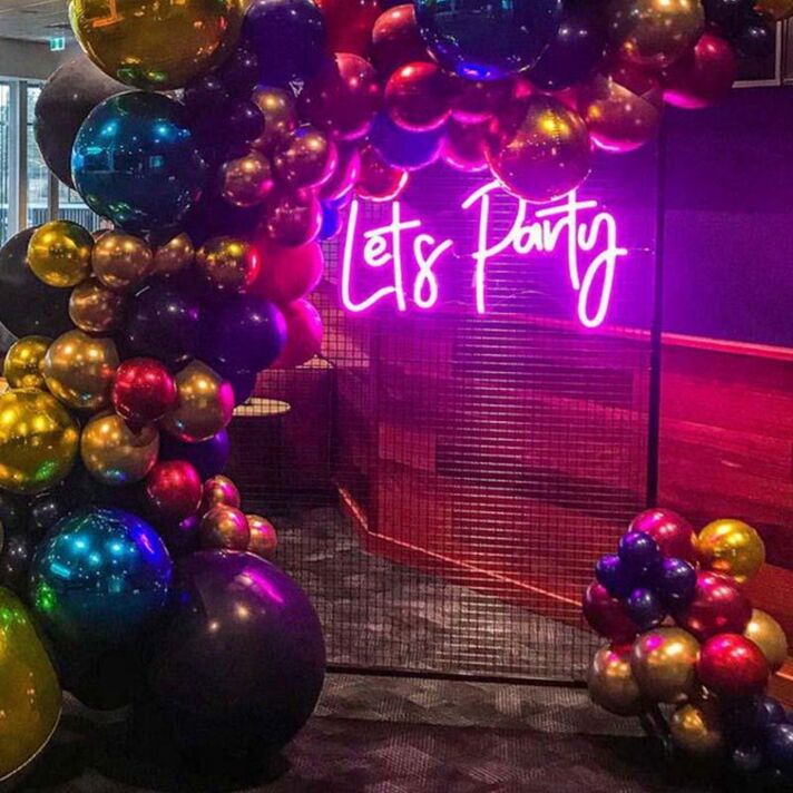 Let's Party Neon Sign for Celebratory and Fun Spaces