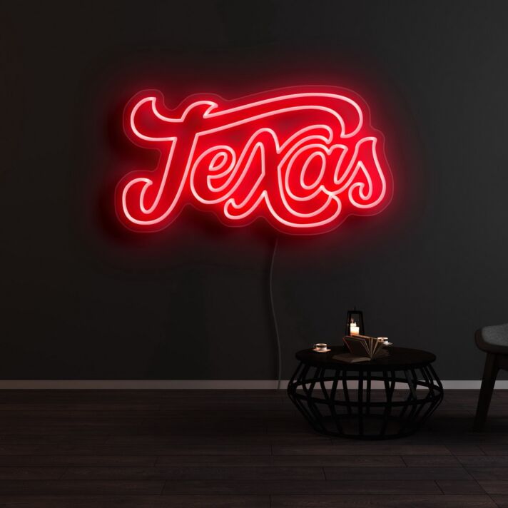 Texas Neon Sign for State Pride and Decorative Spaces
