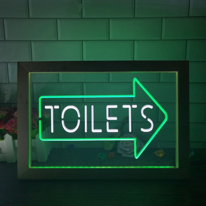 Toilets Arrow Dual LED Neon Sign for Functional and Fun Spaces