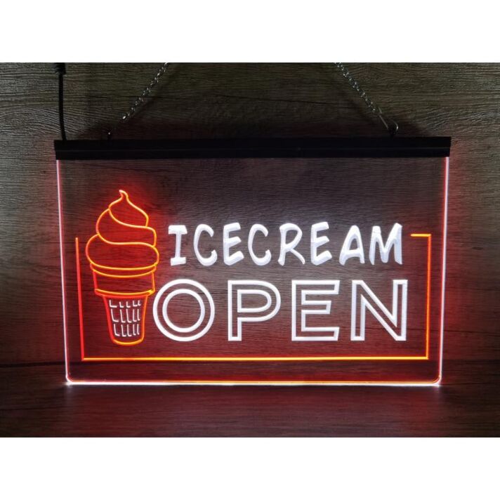 Ice Cream Open Dual LED Neon Sign for Sweet and Fun Spaces