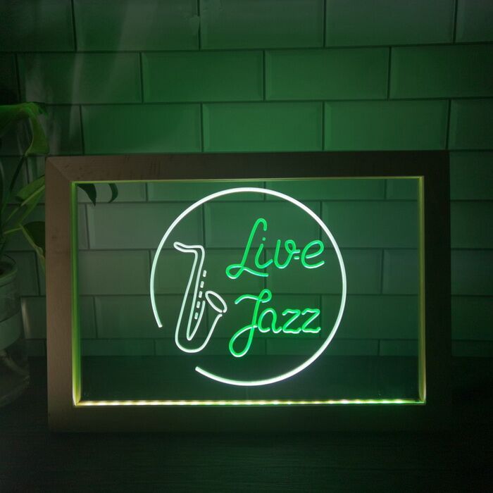 Live Jazz Music Frame Dual LED Neon Sign for Music Lovers