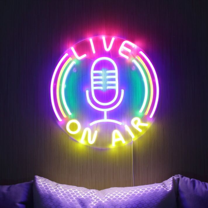 Live On Air Dual LED Neon Sign for Studios and Broadcasting Spaces