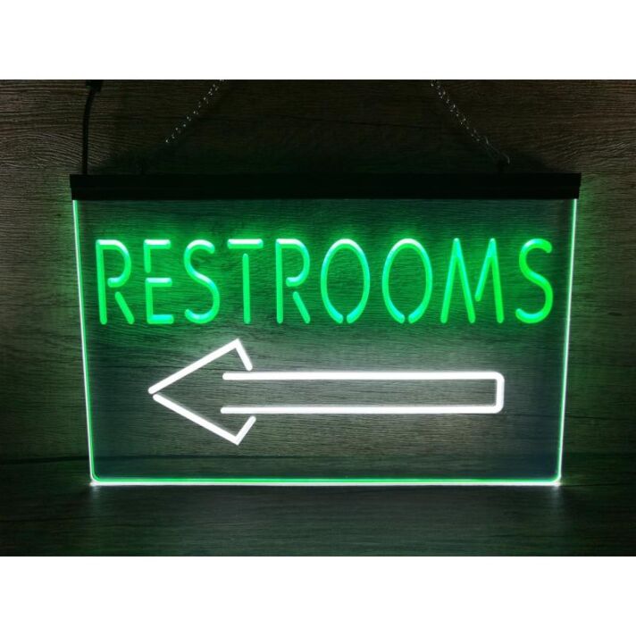 Arrow Left Toilet Dual LED Neon Sign for Functional and Informative Spaces