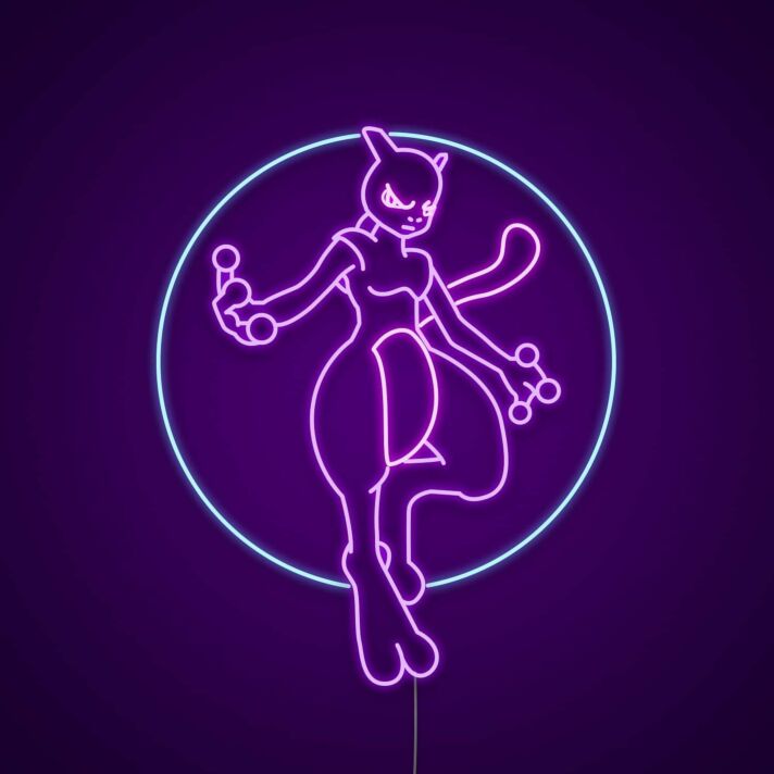 Flying Mewtwo Neon Sign for Anime Fans