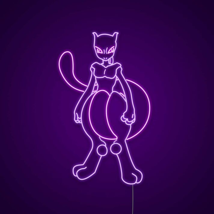 Mewtwo Neon Sign for Anime Fans