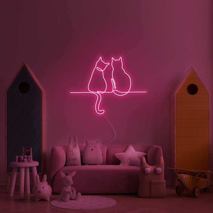 Two Cats Looking Neon Sign for Animal Lovers
