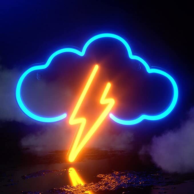 Cloud Lightning Storm Neon Sign for Whimsical and Fun Spaces