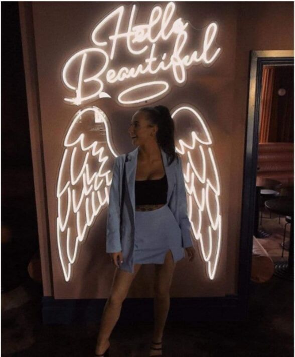 Angel Wings and Nimbus Hello Beautiful Neon Sign for Inspirational and Fun Spaces