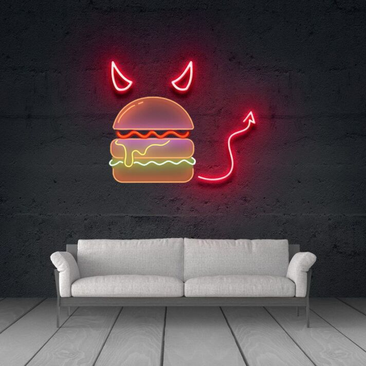 Burger-Devil Sign for Restaurants and Fun Spaces