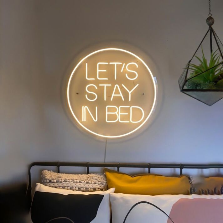 Let's Stay in Bed Neon Sign for Cozy and Relaxing Spaces