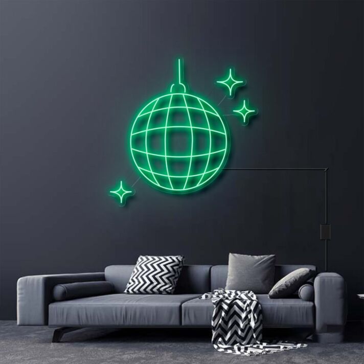 Disco Ball Neon Sign for Party and Social Spaces