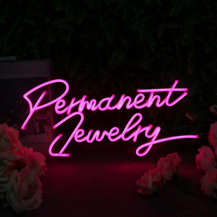Permanent Jewelry Pink Neon Sign for Jewelry Shops