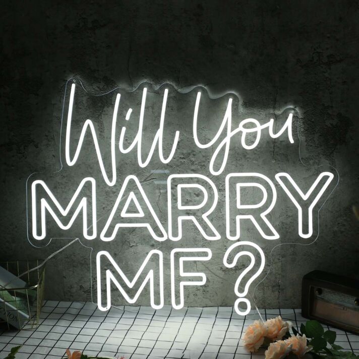 Will You Marry Me White Wedding Neon Sign for Engagement and Wedding Decor