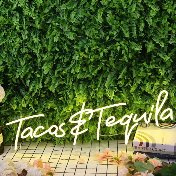 Tacos And Tequila Yellow Neon Sign for Fun and Social Spaces