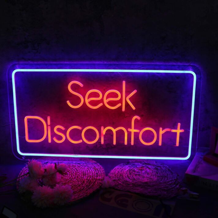 Seek Discomfort Custom Neon Sign for Inspirational and Motivational Spaces