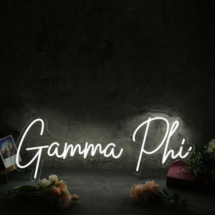 Gamma Phi White Neon Sign for Sorority and College Decor