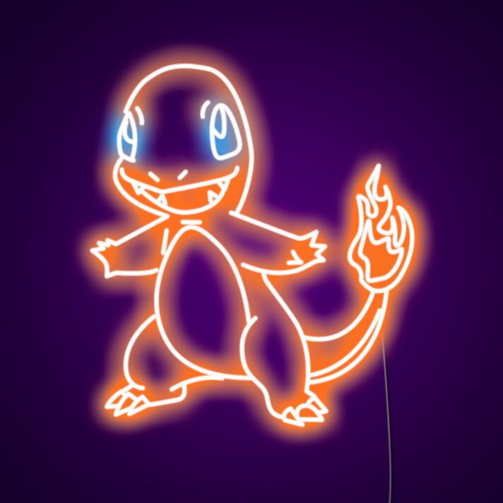 Charmander Neon Sign for Anime Fans and Fun Spaces