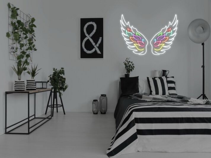Angel Wings Neon Sign for Spiritual and Peaceful Ambiances