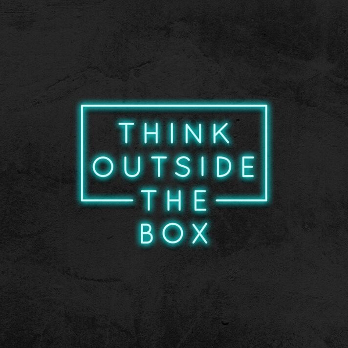 Think Outside The Box Neon Sign for Inspirational and Creative Spaces