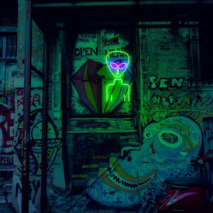 Alien Neon Sign for Whimsical and Fun Spaces