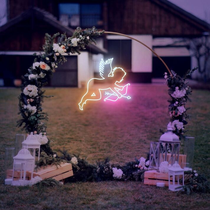 Cupid With Bow And Arrow Neon Sign for Romantic and Fun Spaces