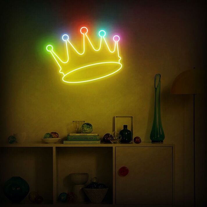 Crown Neon Sign for Royal and Elegant Spaces