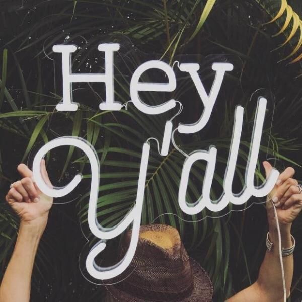 Hey Yall Neon Sign creates a welcoming home environment