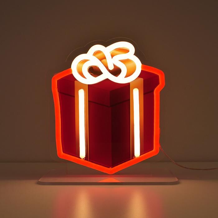 Wrapped Present Emoji Neon Sign perfect for holiday celebrations