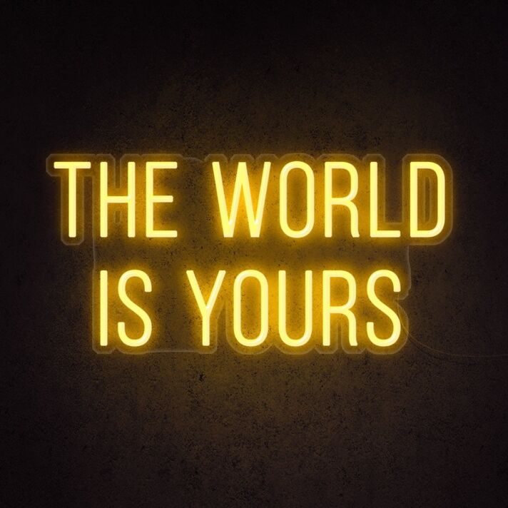 The World Is Yours Neon Sign for ambitious and hopeful decor