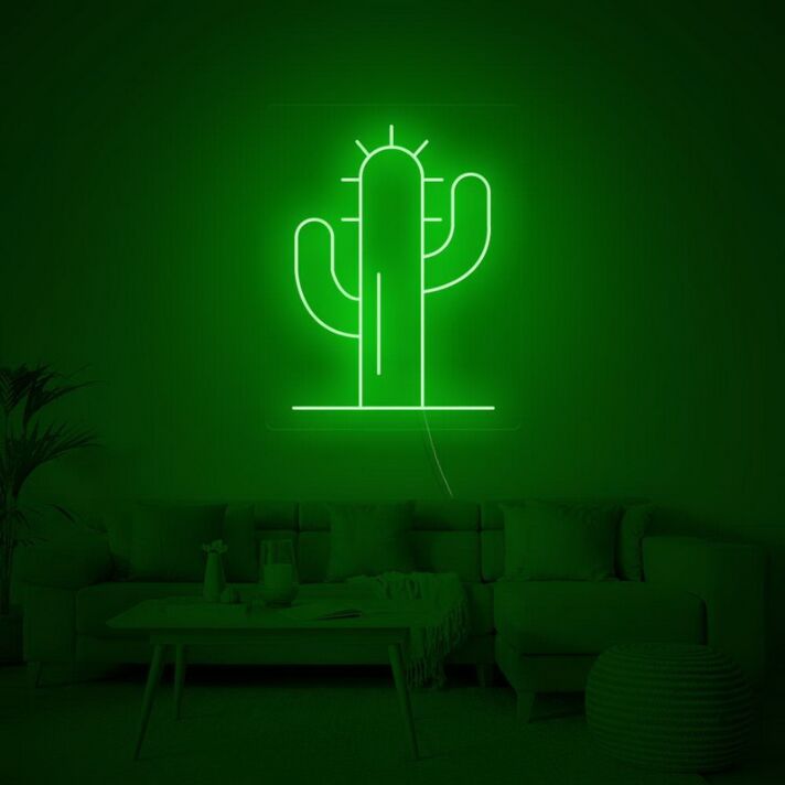 Cactus Neon Sign perfect for desert-themed rooms