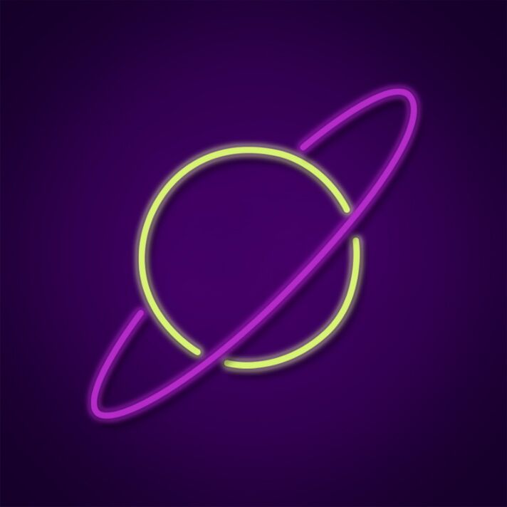 Planet Neon Sign for Space Themed Decor