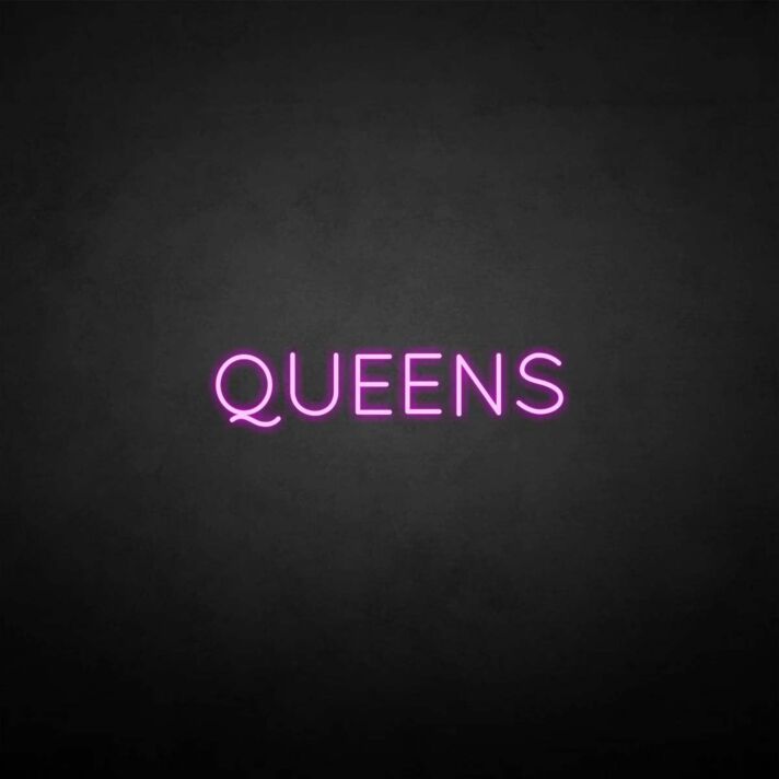 'QUEENS' neon sign