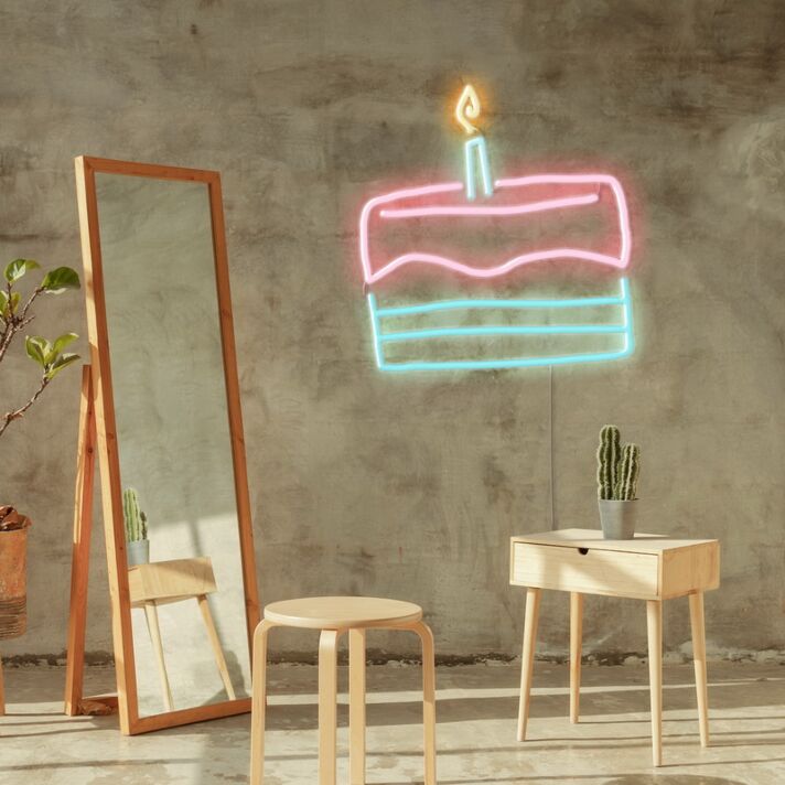 Cake Slice Neon Sign Perfect for dessert shops and kitchens