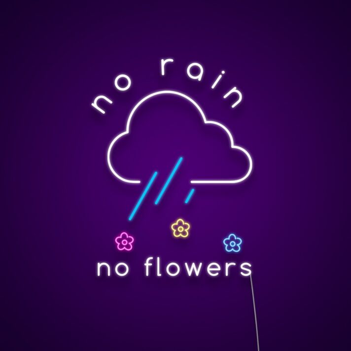 No Rain No Flowers Neon Sign Inspire resilience and growth