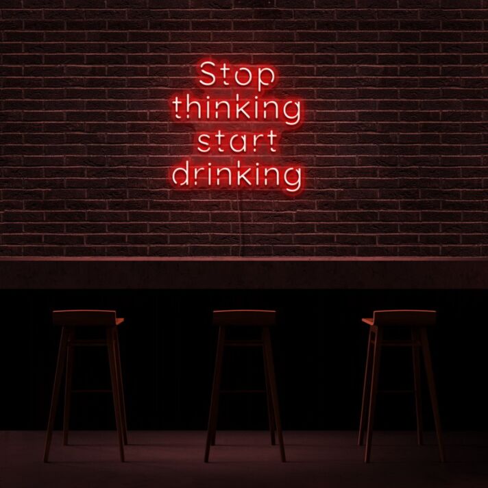 Stop Thinking Neon Sign Encourage relaxation and mindfulness