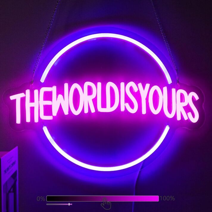 The World is Yours Neon Sign Office Motivation