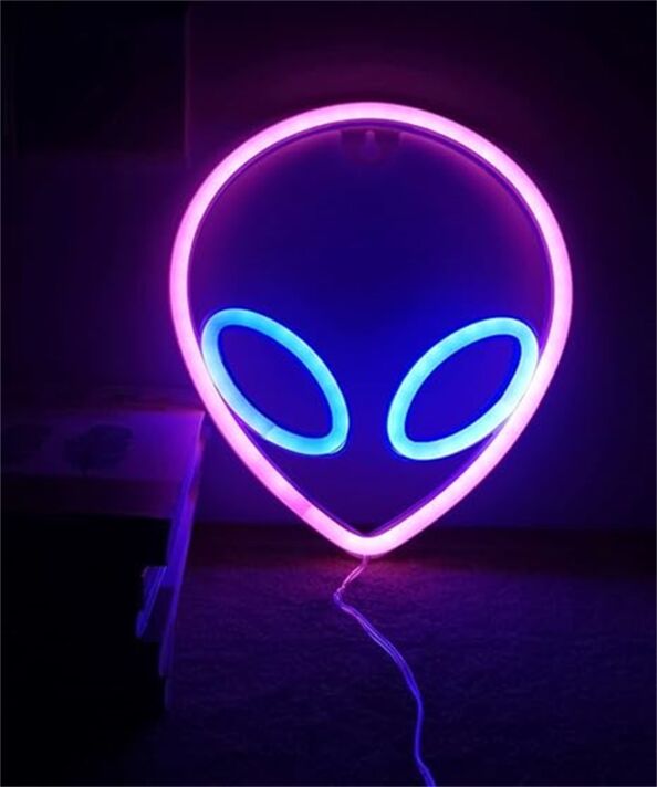 Elevate Your Space: Alien Head LED Neon Sign Perfect for Home Decor, Office Vibes, or Cosmic-Themed Parties.