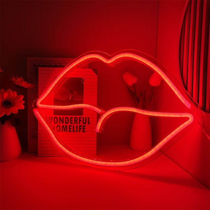 Brighten Up Your Bedroom, Office, or Glam Event with Back Plate Lips LED Neon Light.