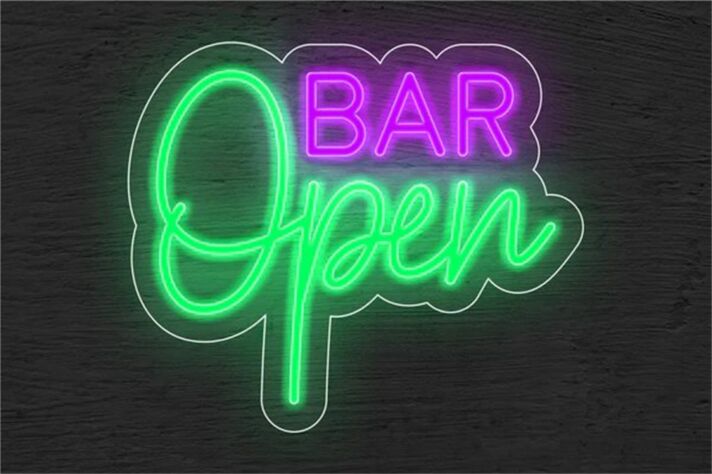 Brighten Up Your Bar, Storefront, or Game Room with the Bar Open Two Color LED Neon Sign.