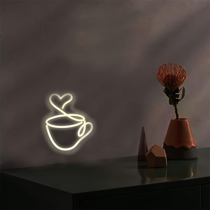 Brighten Up Your Café, Kitchen, or Wedding with the Coffee Cup Neon Sign Coffee Bar LED Neon Light.