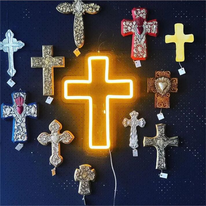 Brighten Up Your Space: Cross LED Neon Sign, Perfect for Weddings, Bars, and Home Decor.
