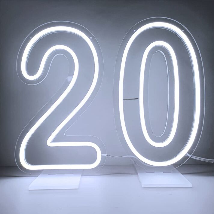Brighten Up Your 20th Birthday Bash, Home Decor, or Office with a Customized LED Neon Light Number 20 Birthday LED Neon Sign