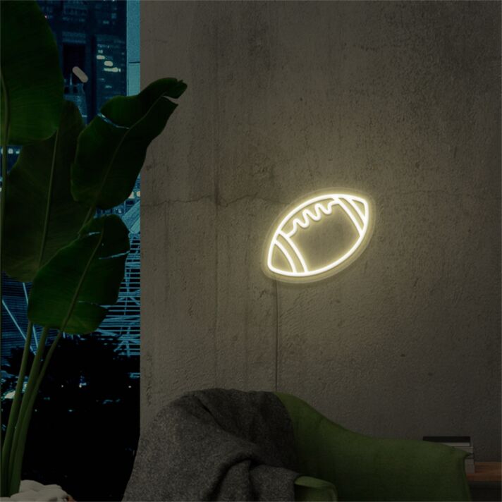 Elevate Your Game Room, Man Cave, or Sports Bar Ambiance with the Football LED Neon Sign Sketch and Etch Us.